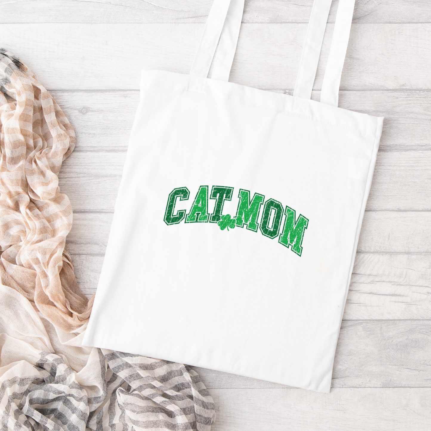 Cat Mom Tote Bag, Reusable Tote Bag, St Patricks Day Tote Bag