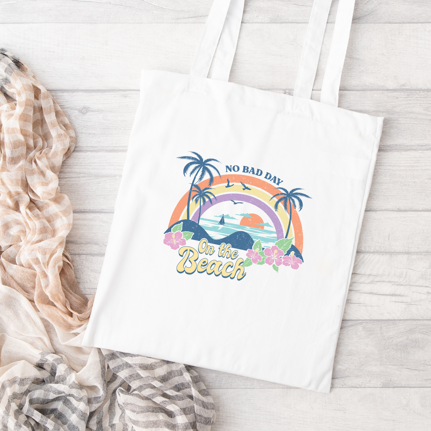 No Bad Day On The Beach Tote Bag, Reusable Canvas Tote