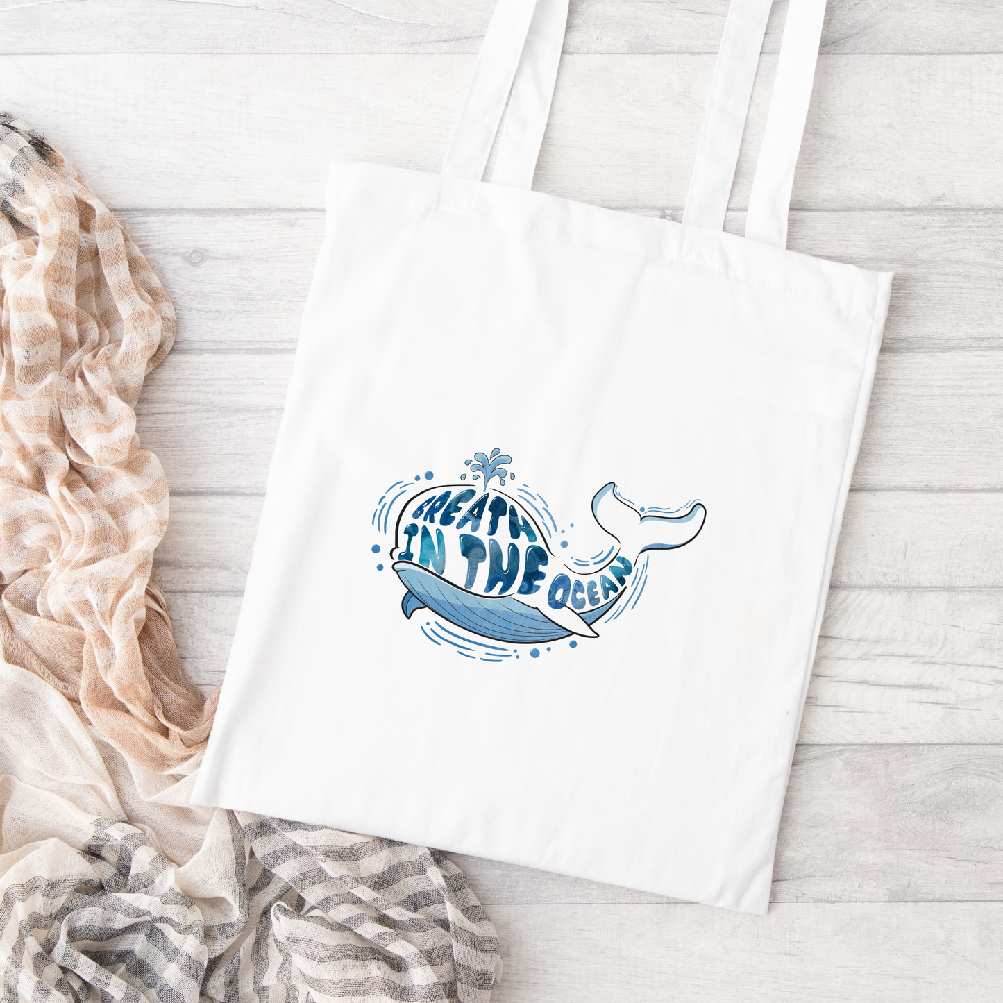 Breath In The Ocean Tote Bag, Conservation Tote Bag, Reusable Tote Bag, Whale Tote Bag