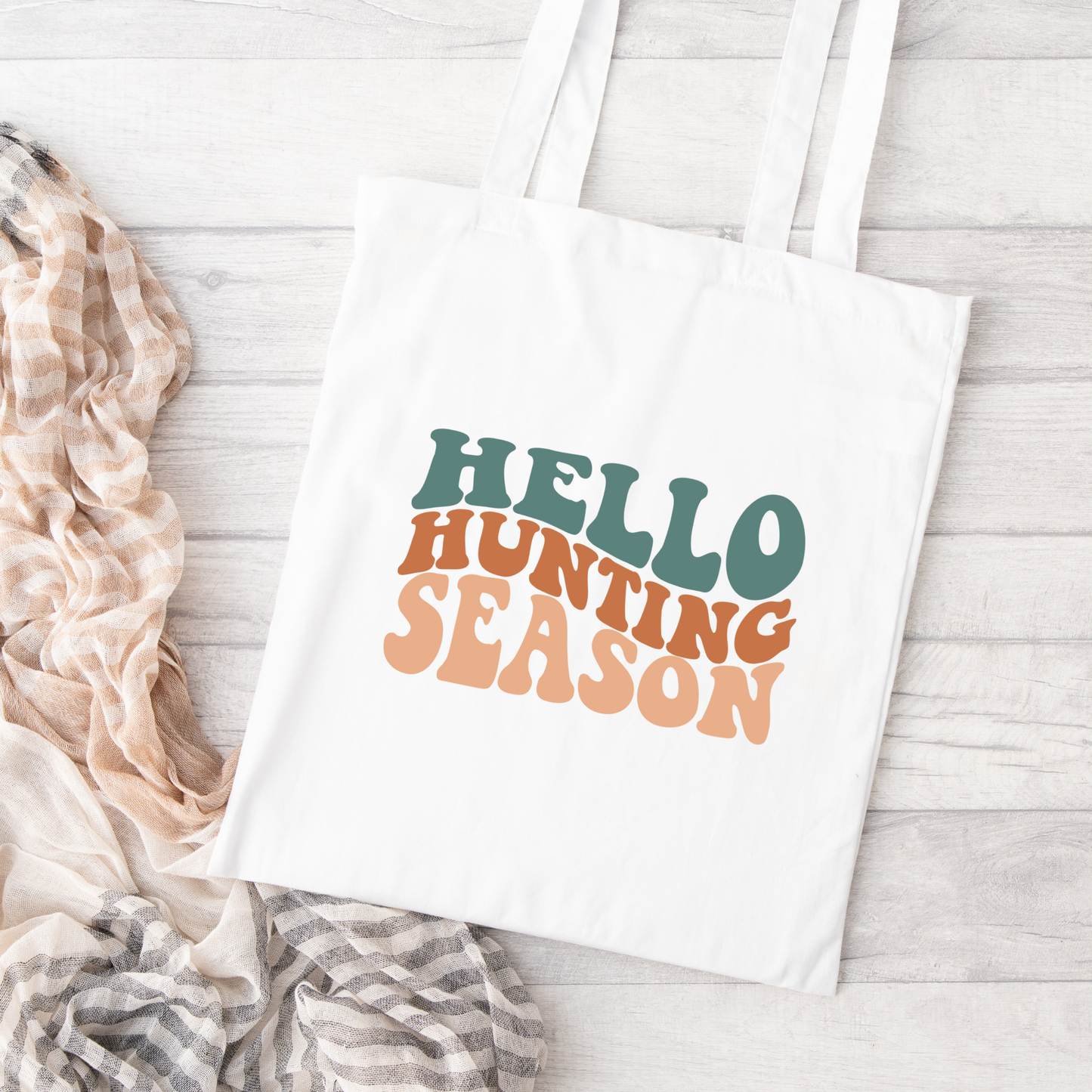Hello Hunting Season Tote Bag, Hunting Tote, Reusable Bag, Hunting Gift Tote Bag