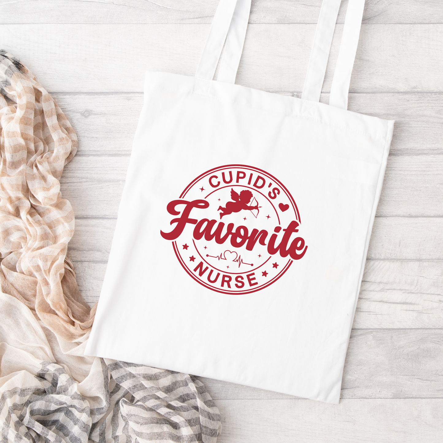 Cupids Favorite Nurse Tote Bag, Reusable Tote Bag, Valentines Day Tote Bag