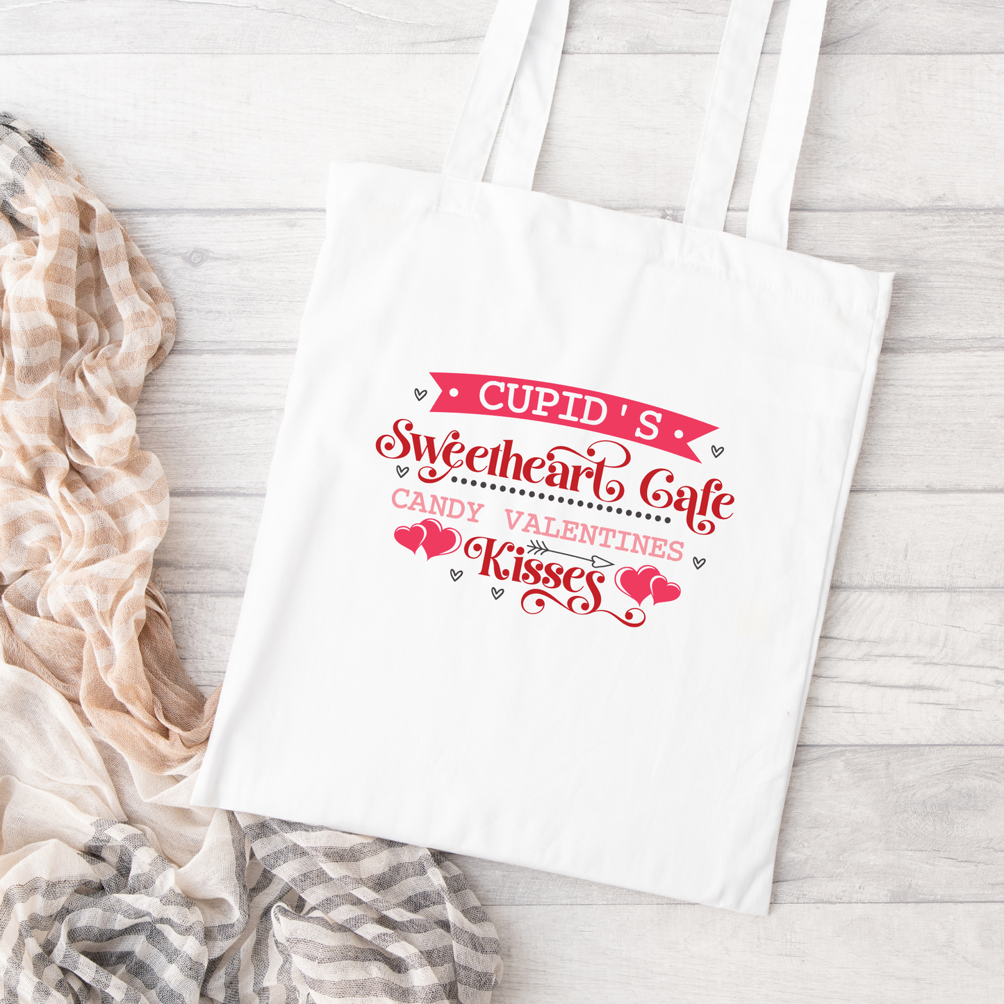 Cupids Sweetheart Cafe Tote Bag, Reusable Tote Bag, Valentines Day Tote Bag