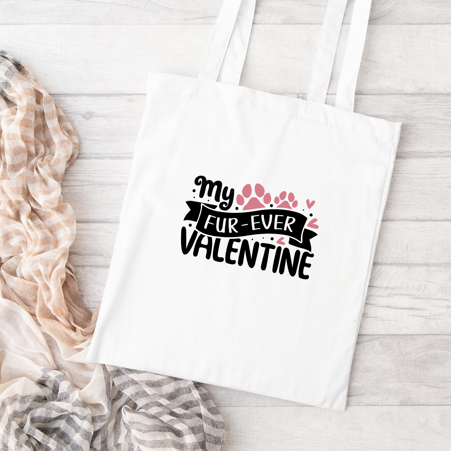 My Fur Ever Valentine Tote Bag, Reusable Tote Bag, Valentines Day Tote Bag