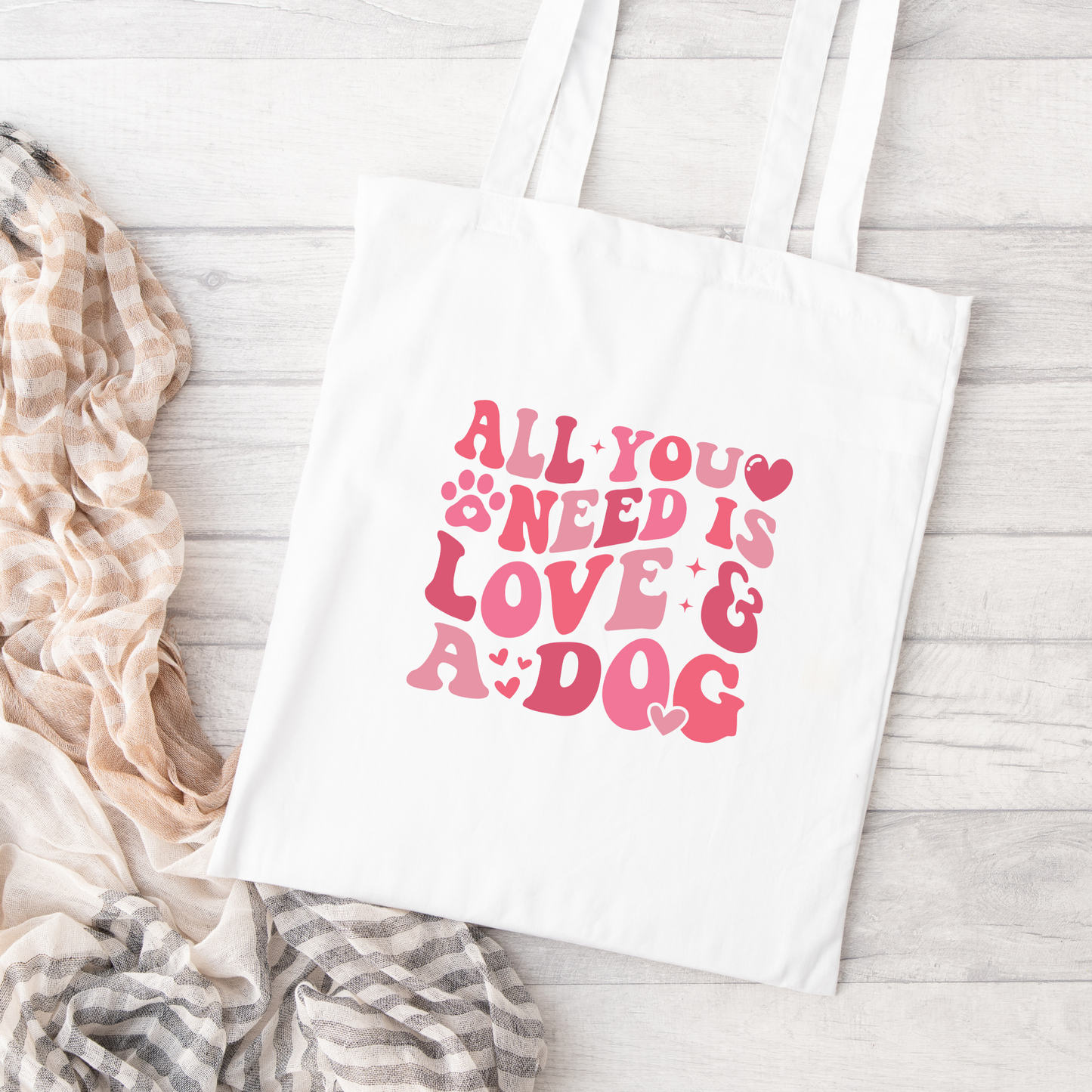All You Need Is Love And A Dog Tote Bag, Reusable Tote Bag, Valentines Day Tote Bag