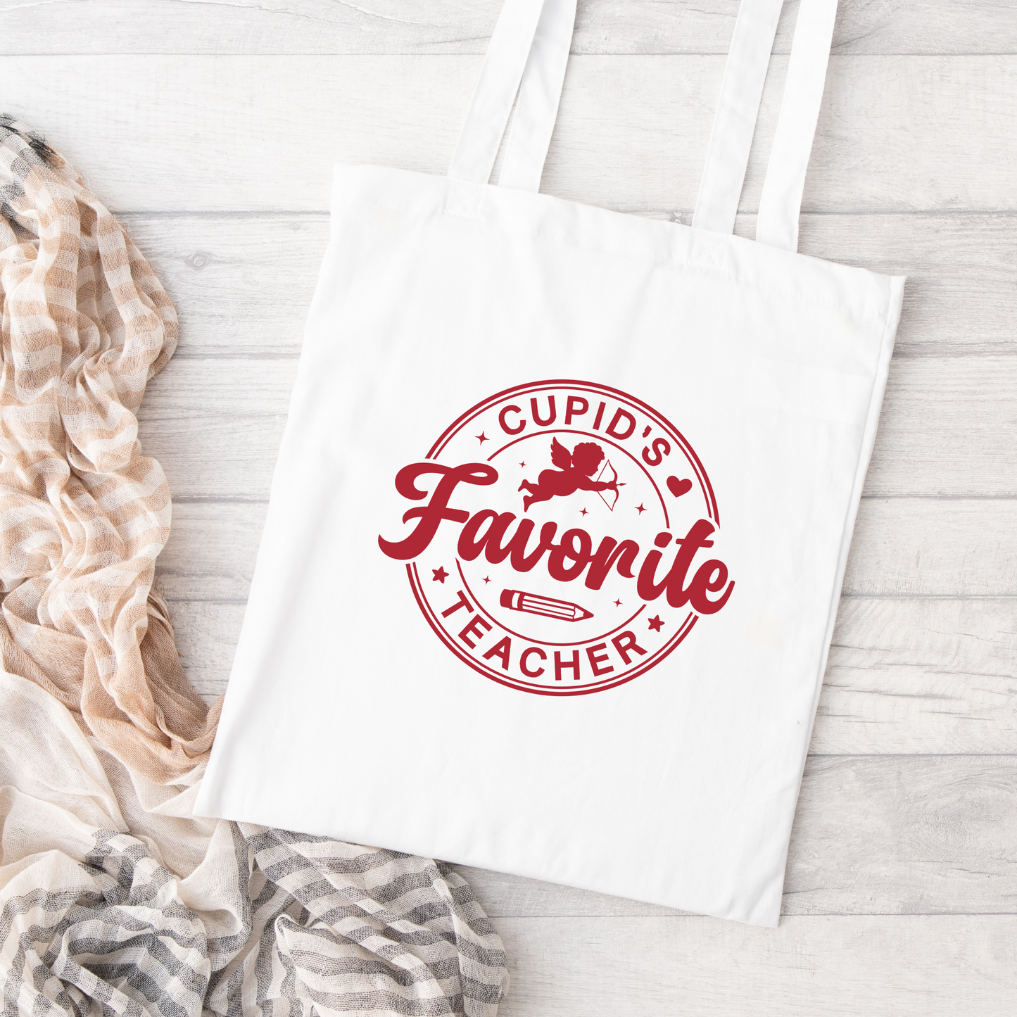 Cupids Favorite Teacher Tote Bag, Reusable Tote Bag, Valentines Day Tote Bag