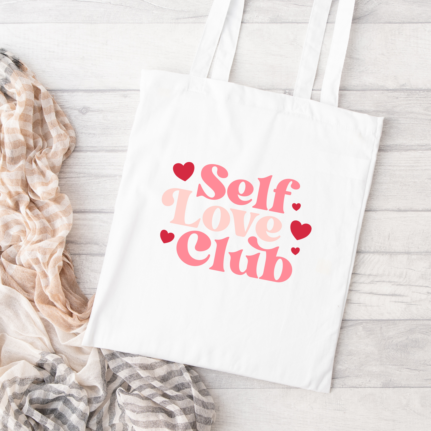 Self Love Club Tote Bag, Reusable Tote Bag, Valentines Day Tote Bag