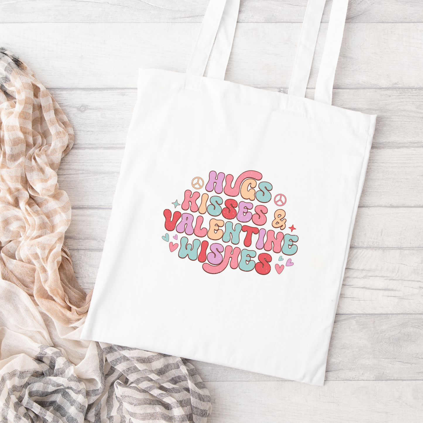 Hugs Kisses And Valentine Wishes Tote Bag, Reusable Tote Bag, Valentines Day Tote Bag