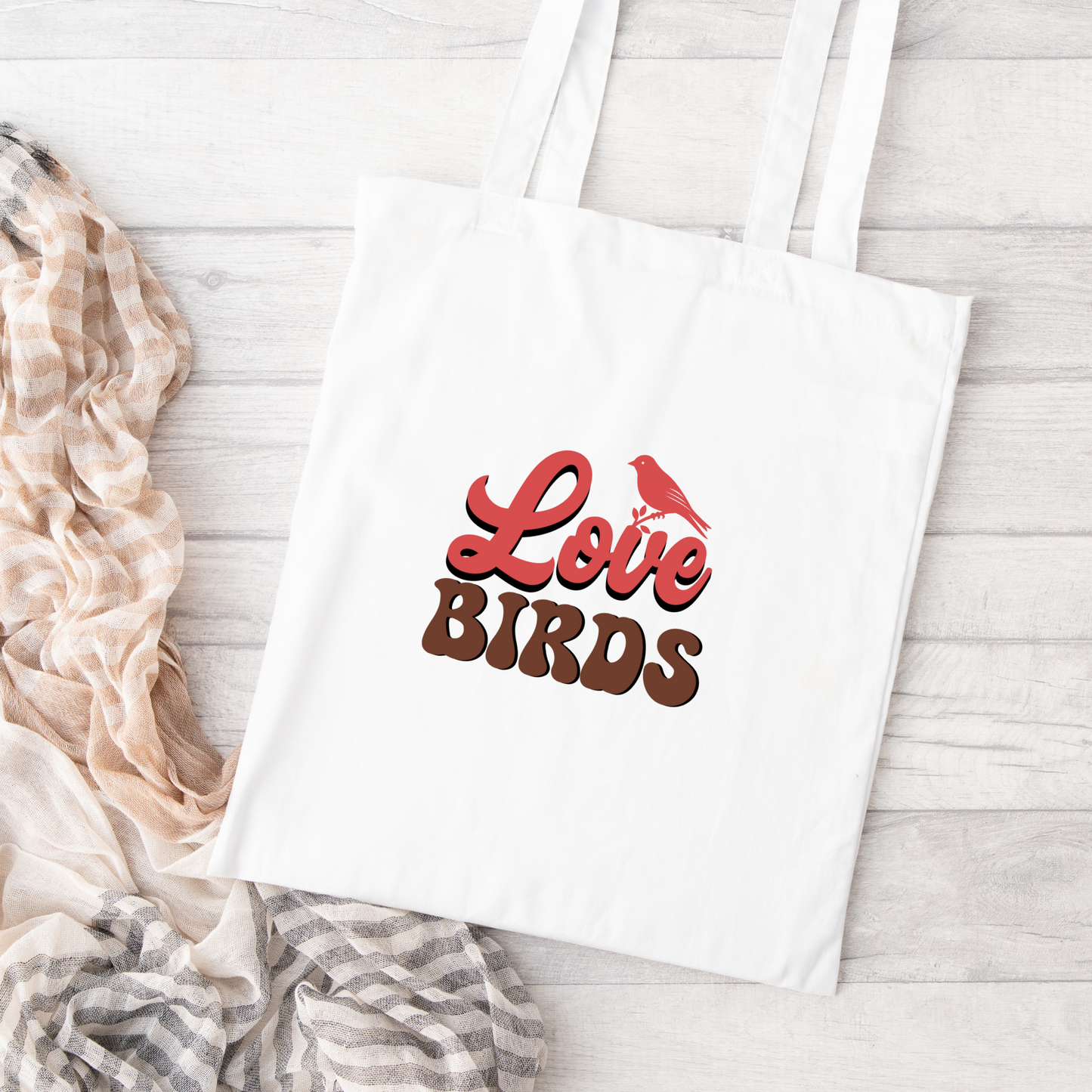 Love Birds Tote Bag, Reusable Tote Bag, Valentines Day Tote Bag