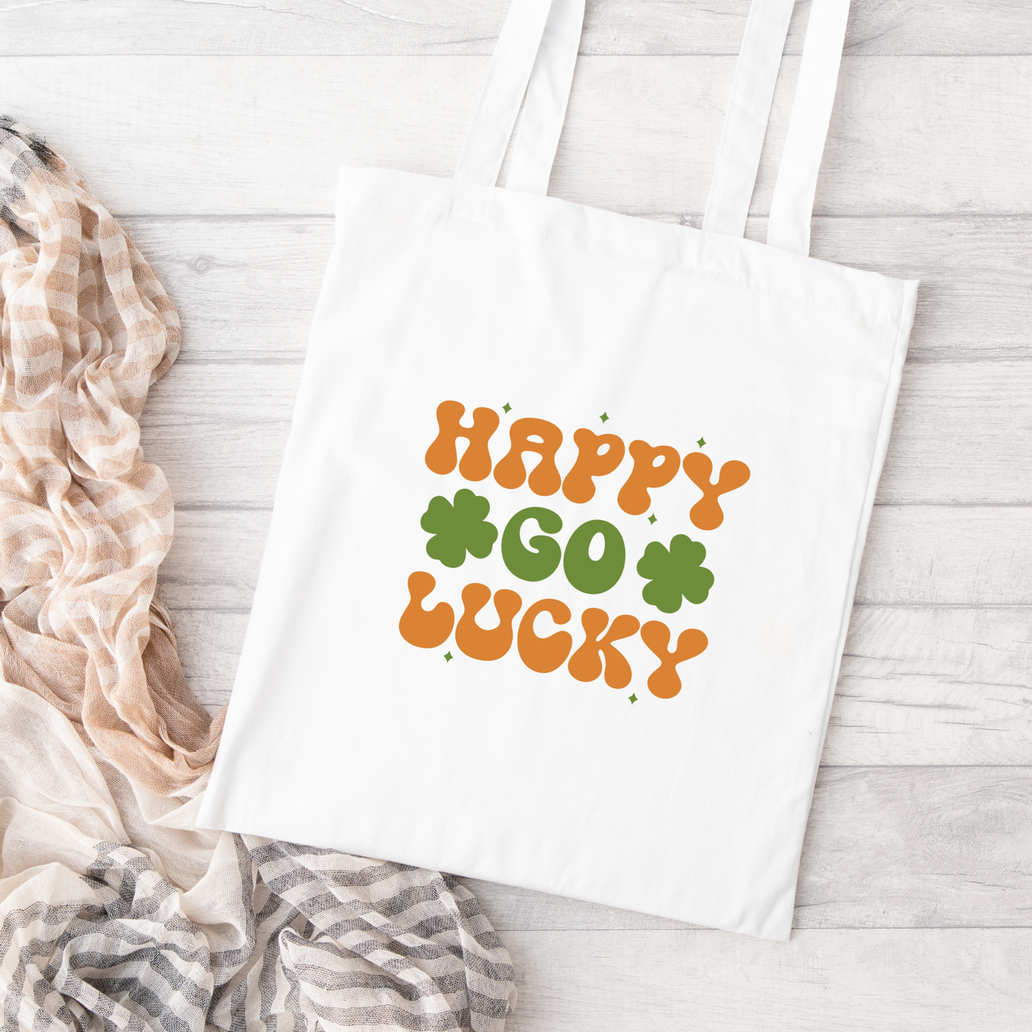 Happy Go Lucky Tote Bag, Reusable Tote Bag, St Patricks Day Tote Bag
