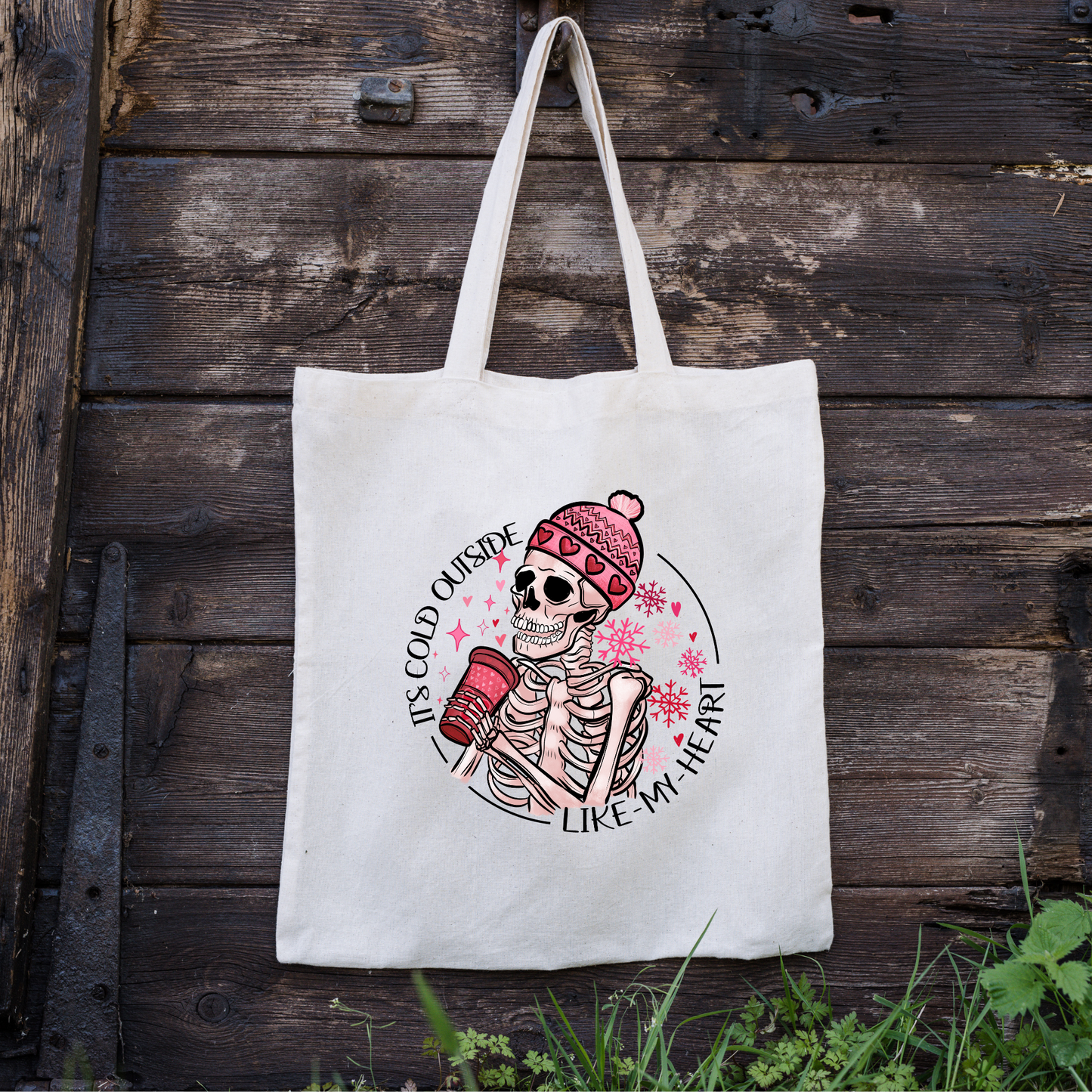 Its Cold Outside Like My Heart Tote Bag, Reusable Tote Bag, Valentines Day Tote Bag