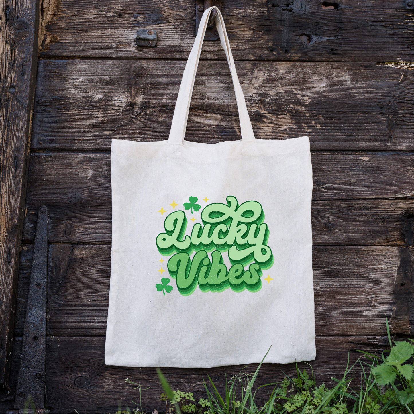Lucky Vibes Tote Bag, Reusable Tote Bag, St Patricks Day Tote Bag