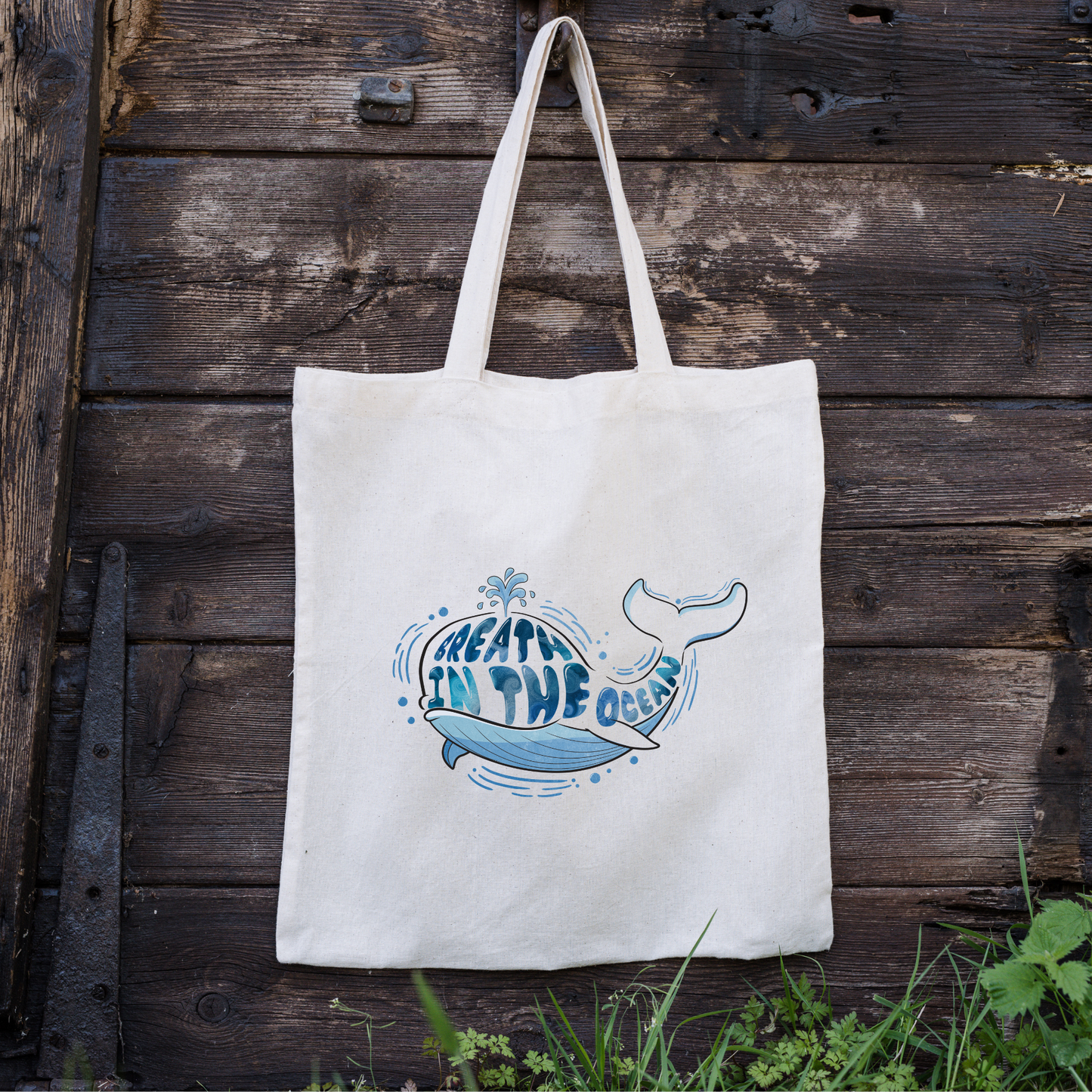 Breath In The Ocean Tote Bag, Conservation Tote Bag, Reusable Tote Bag, Whale Tote Bag