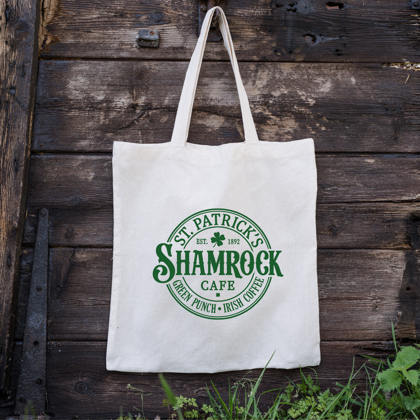 Shamrock Cafe Tote Bag, Reusable Tote Bag, St Patricks Day Tote Bag