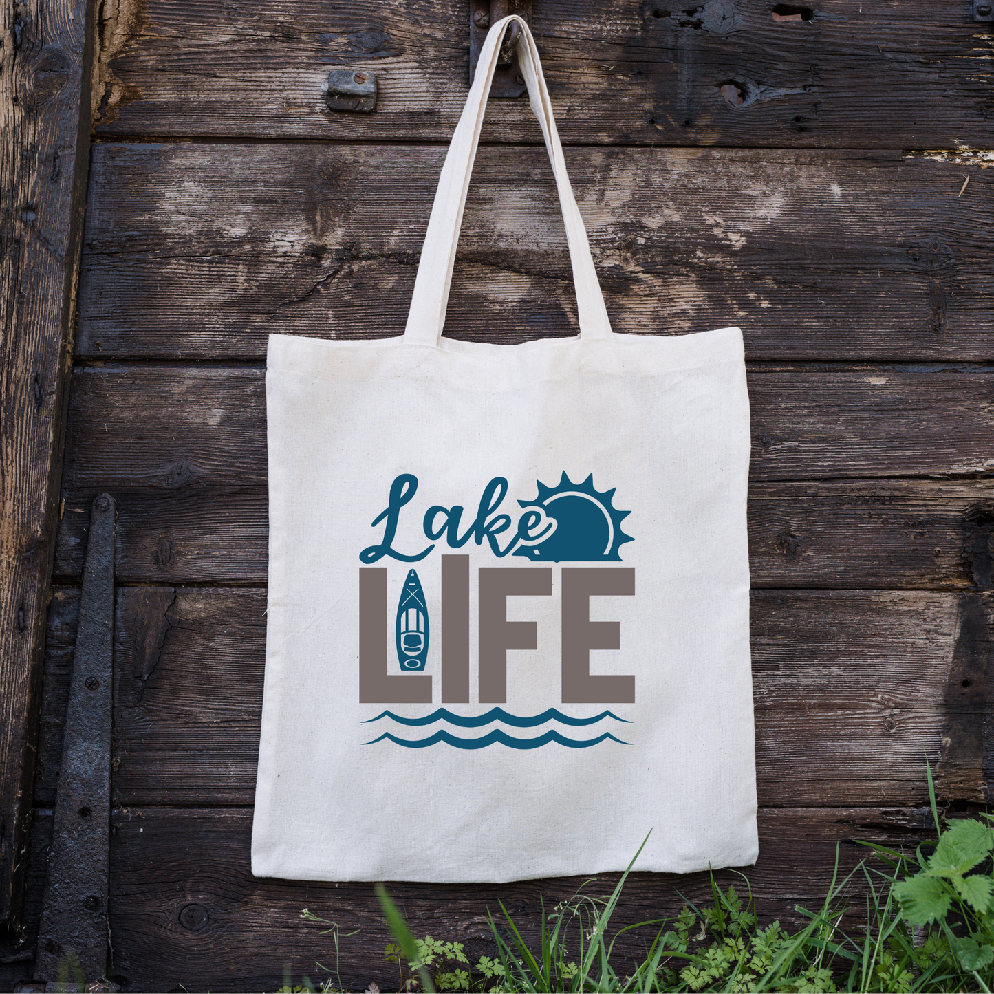 Lake Life Tote Bag, Reusable Canvas Tote