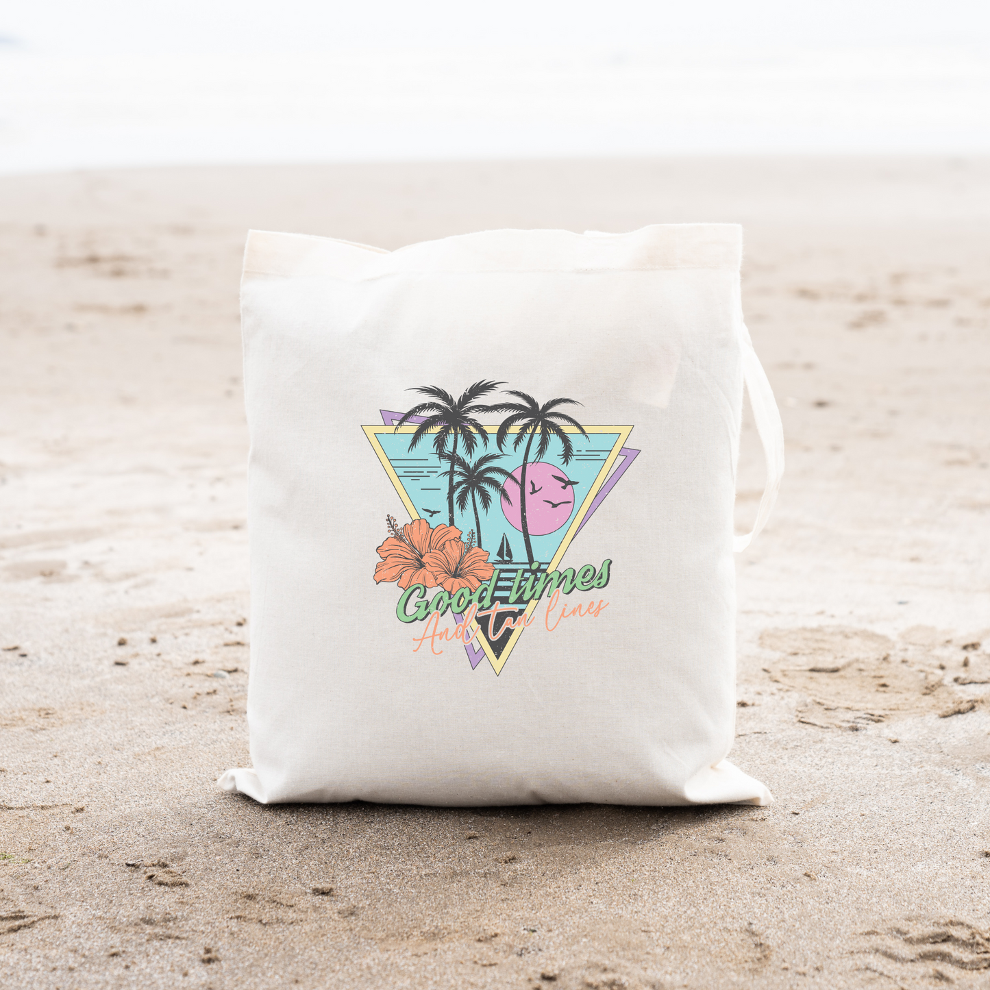 Good Times And Tan Lines Tote Bag, Reusable Canvas Tote