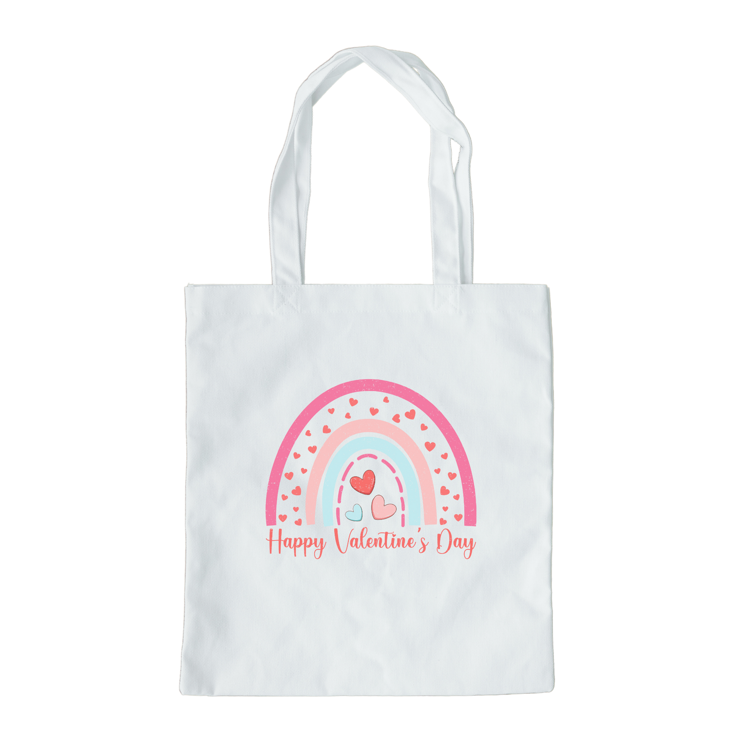 Happy Valentines Day Rainbow Tote Bag, Reusable Tote Bag, Valentines Day Tote Bag