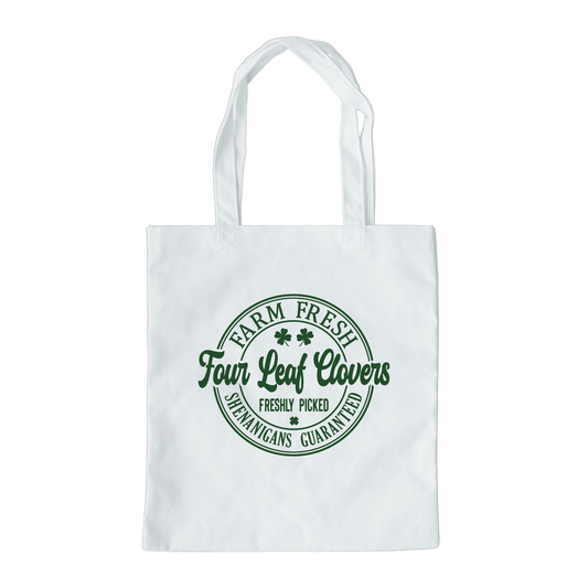 Farm Fresh Four Leaf Clovers Tote Bag, Reusable Tote Bag, St Patricks Day Tote Bag