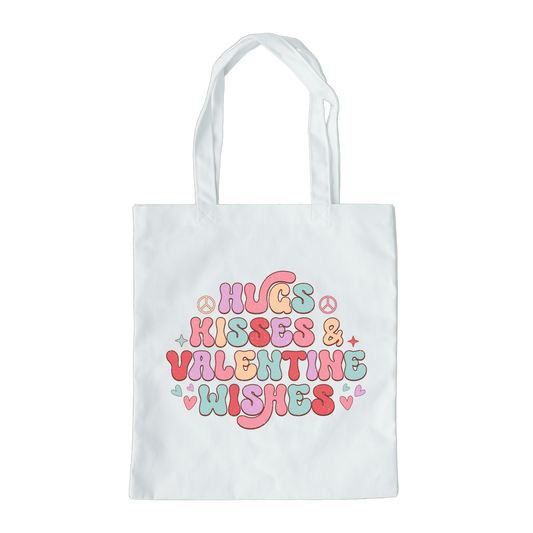 Hugs Kisses And Valentine Wishes Tote Bag, Reusable Tote Bag, Valentines Day Tote Bag