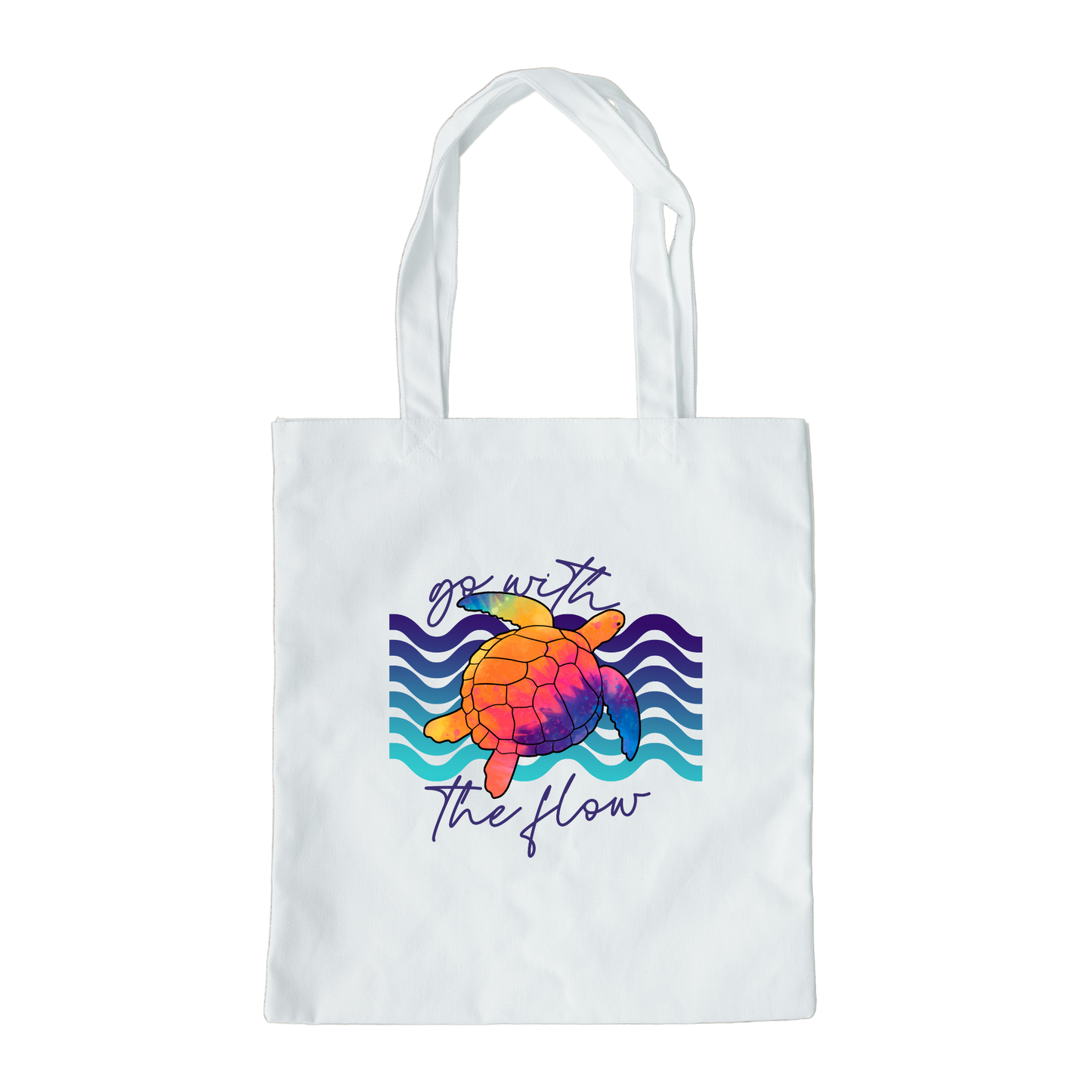 Go With The Flow Sea Turtle Tote Bag, Ocean Tote Bag, Reusable Tote Bag, Sea Turtle Tote Bag