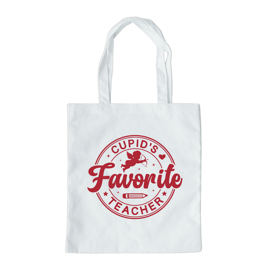 Cupids Favorite Teacher Tote Bag, Reusable Tote Bag, Valentines Day Tote Bag