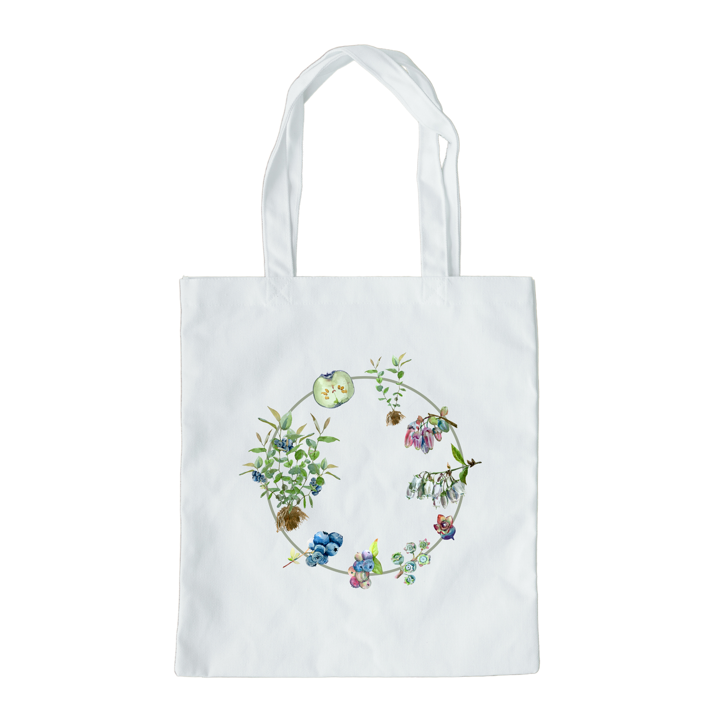 Blueberry Lifecycle Tote Bag, Reusable Canvas Tote