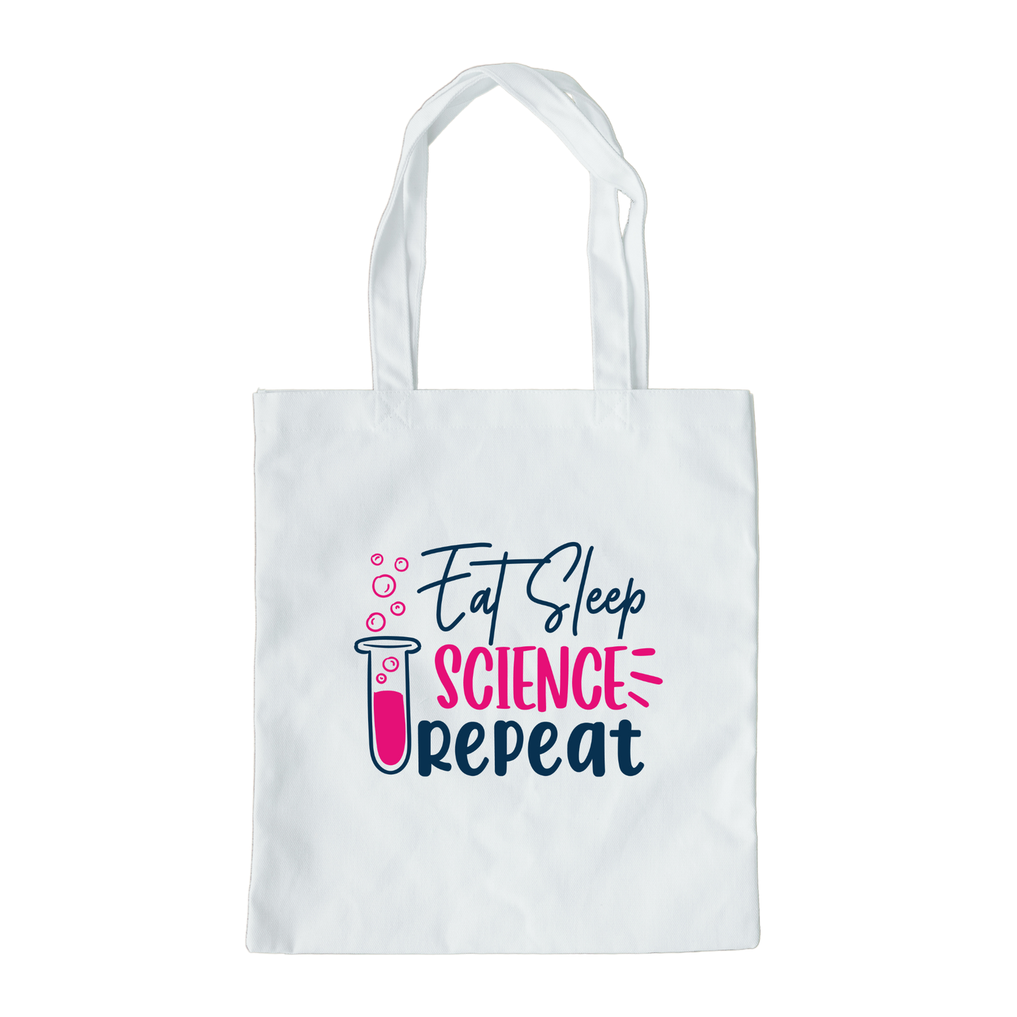 Eat Sleep Science Repeat Tote Bag, Reusable Canvas Tote