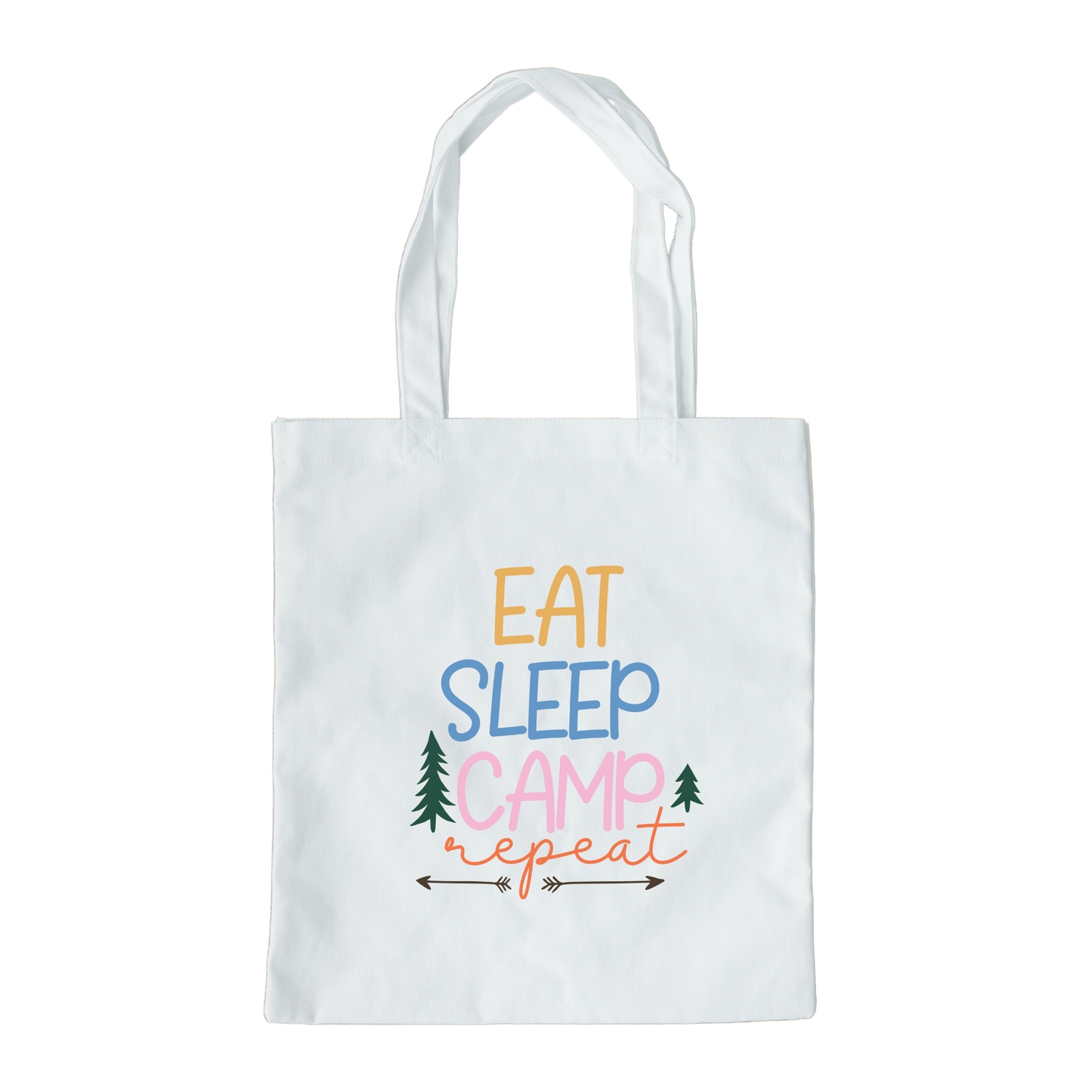 Eat Sleep Camp Repeat Tote Bag, Reusable Canvas Tote