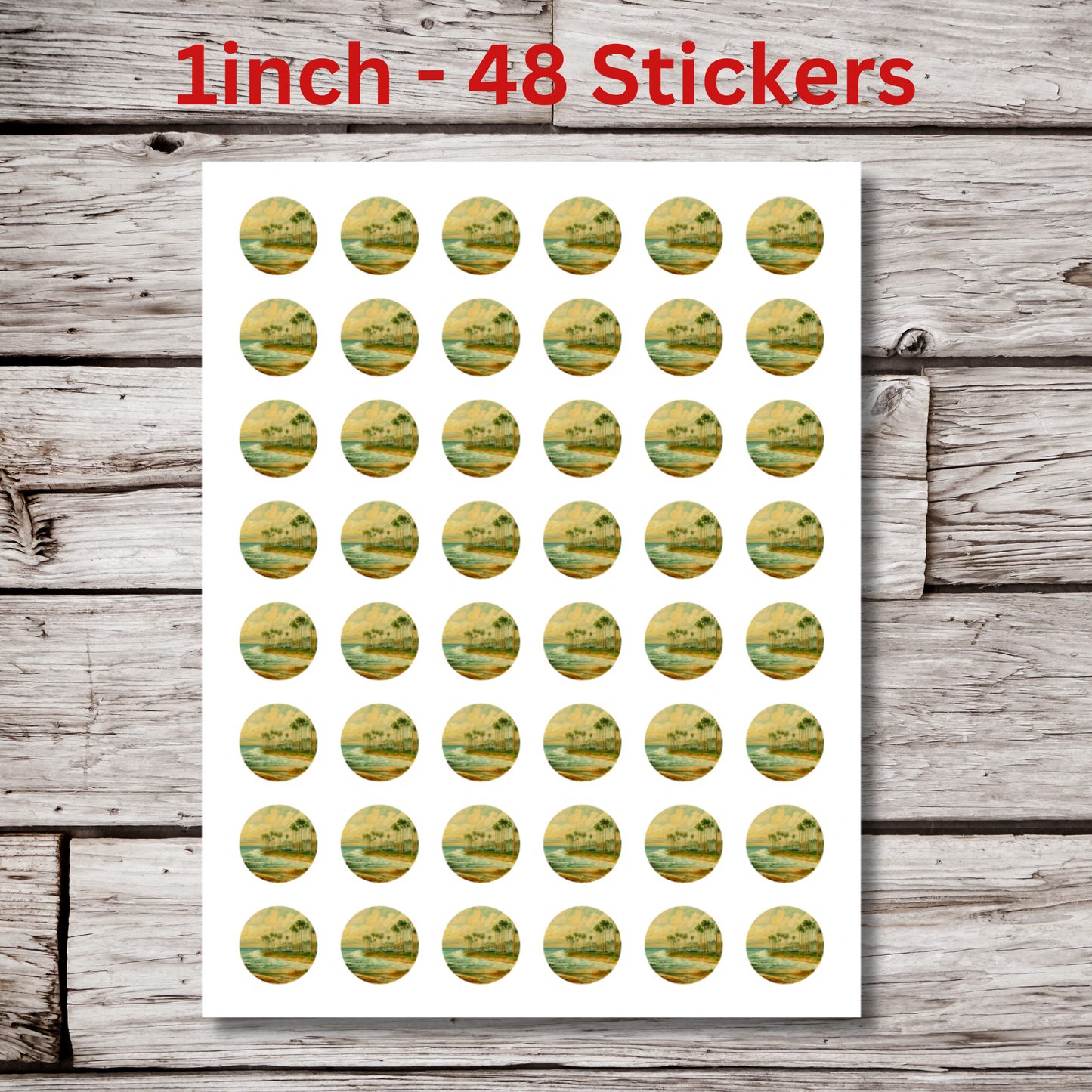 Beach Landscape Circle Sticker Sheet