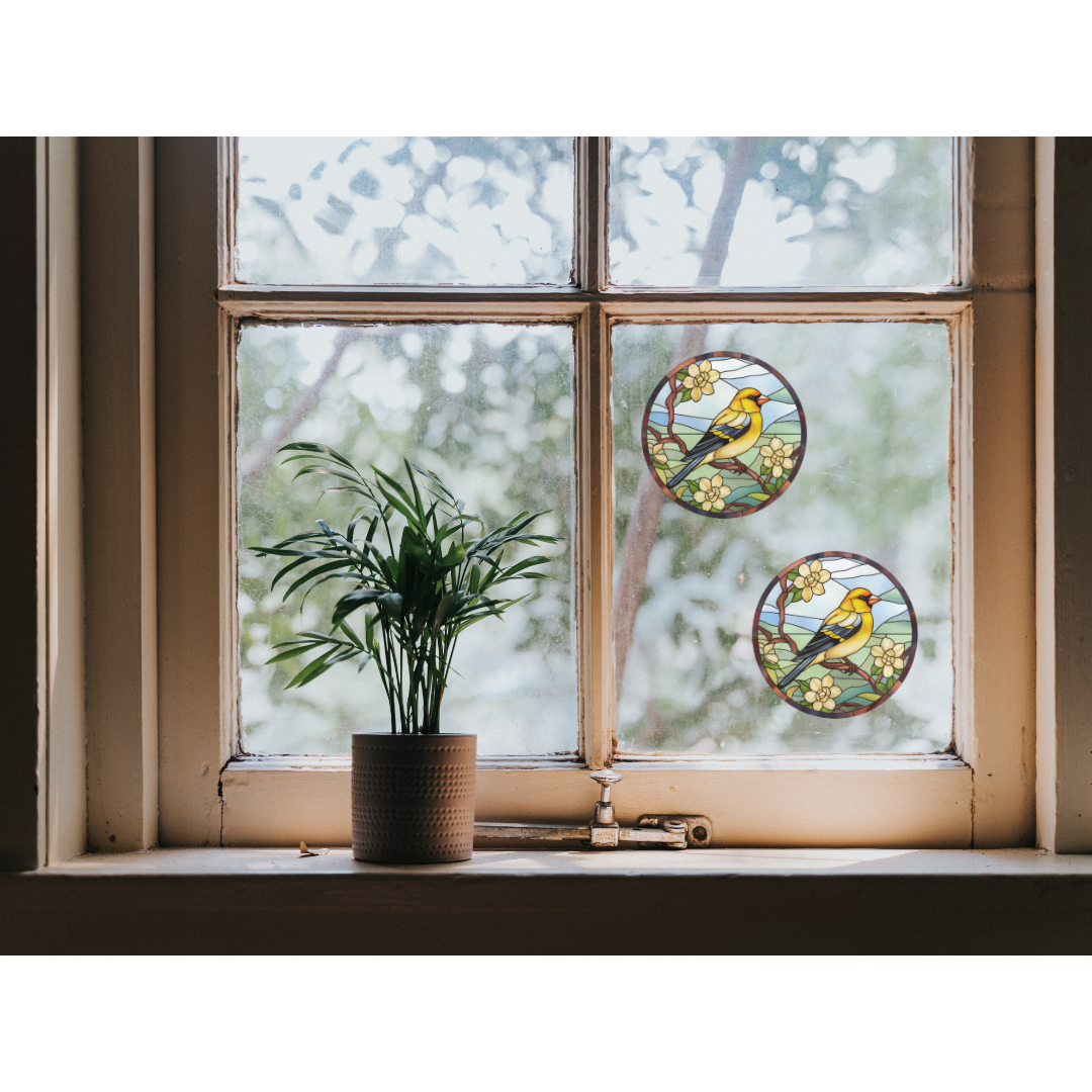 American Gold Finch Stained Glass Window Cling