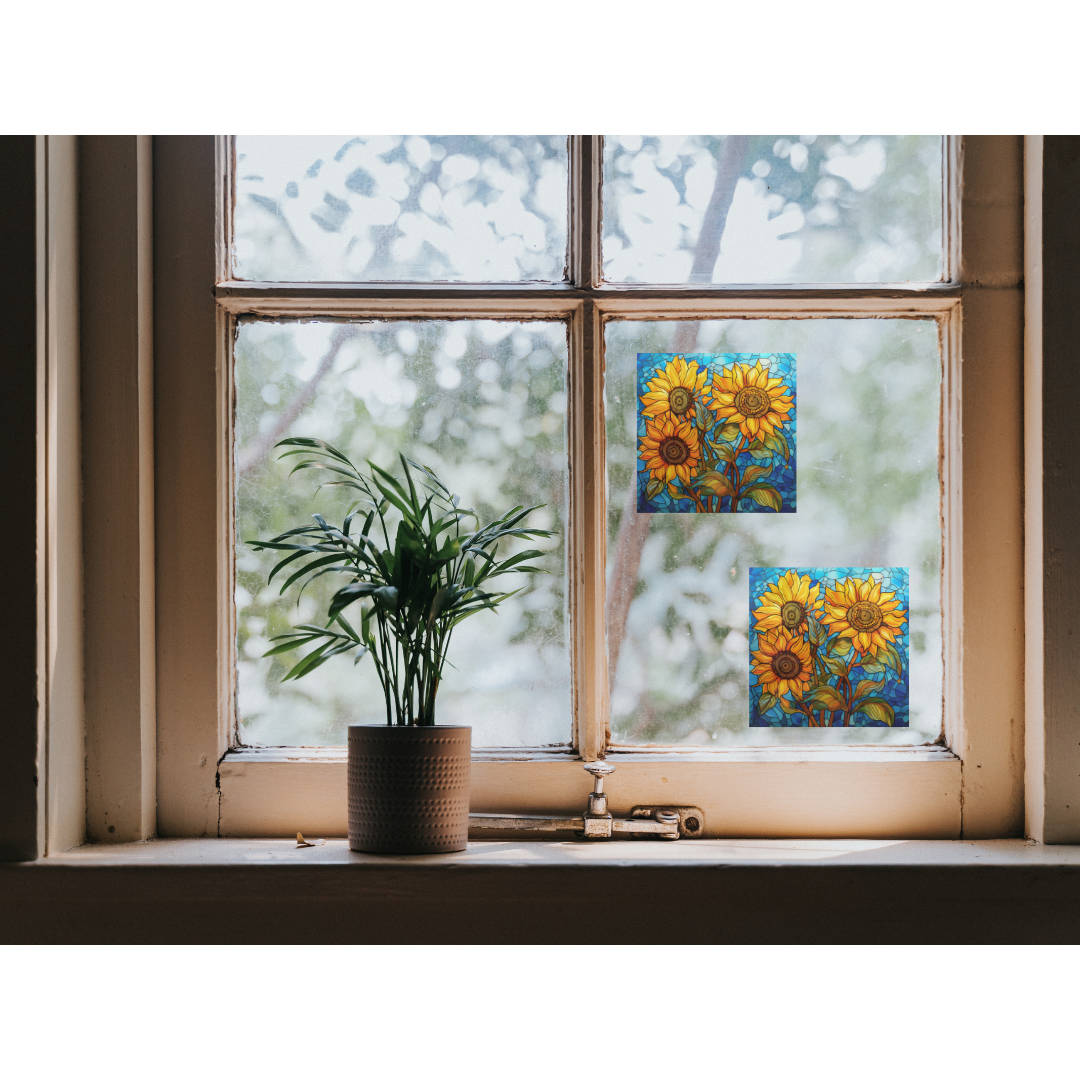 Sunflower Stained Glass Window Cling