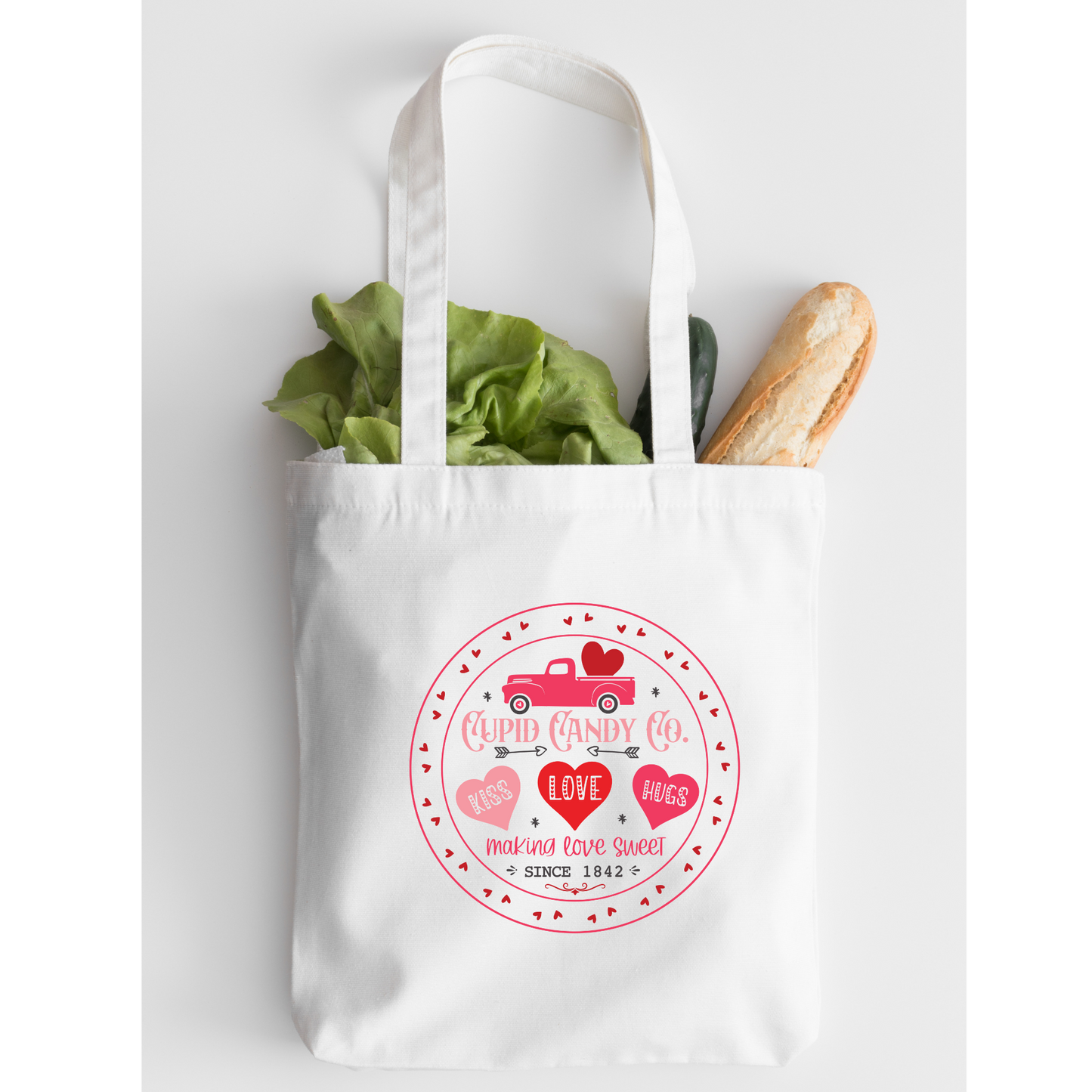 Cupid Candy Co Tote Bag, Reusable Tote Bag, Valentines Day Tote Bag