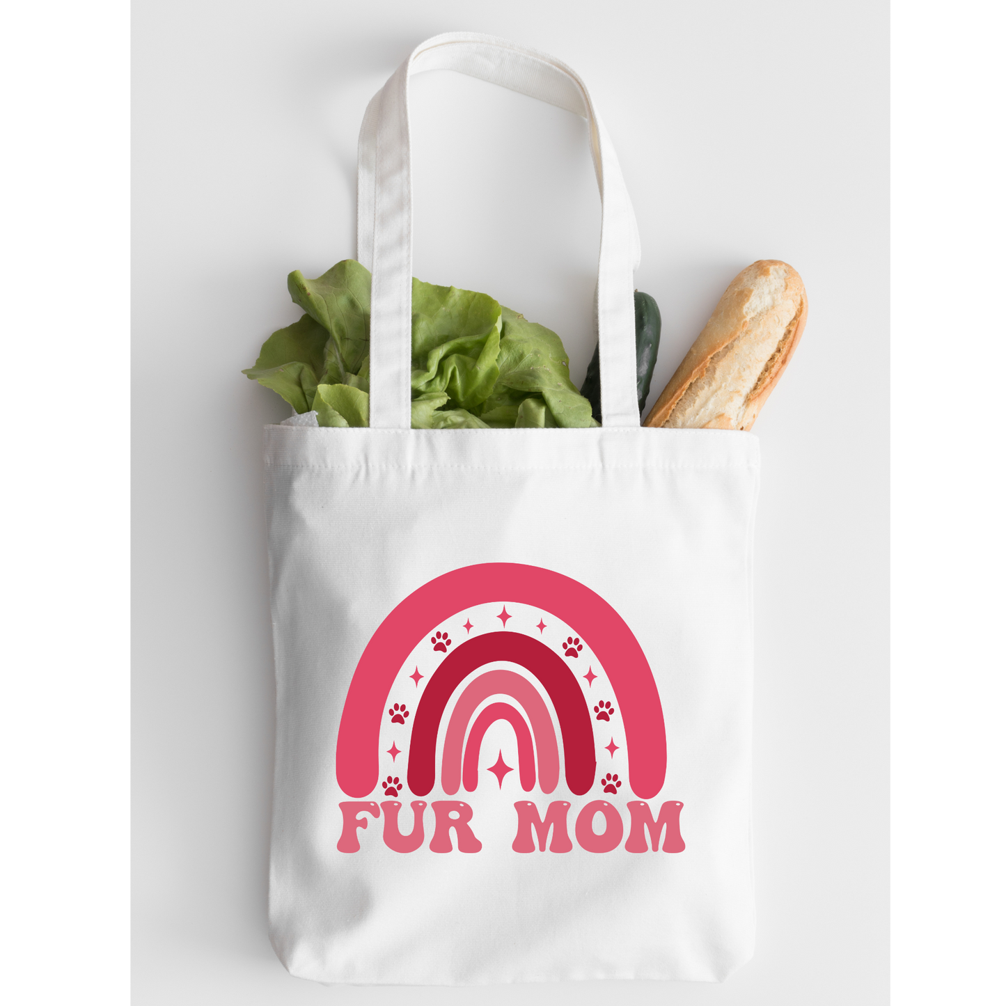 Fur Mom Tote Bag, Reusable Tote Bag, Valentines Day Tote Bag
