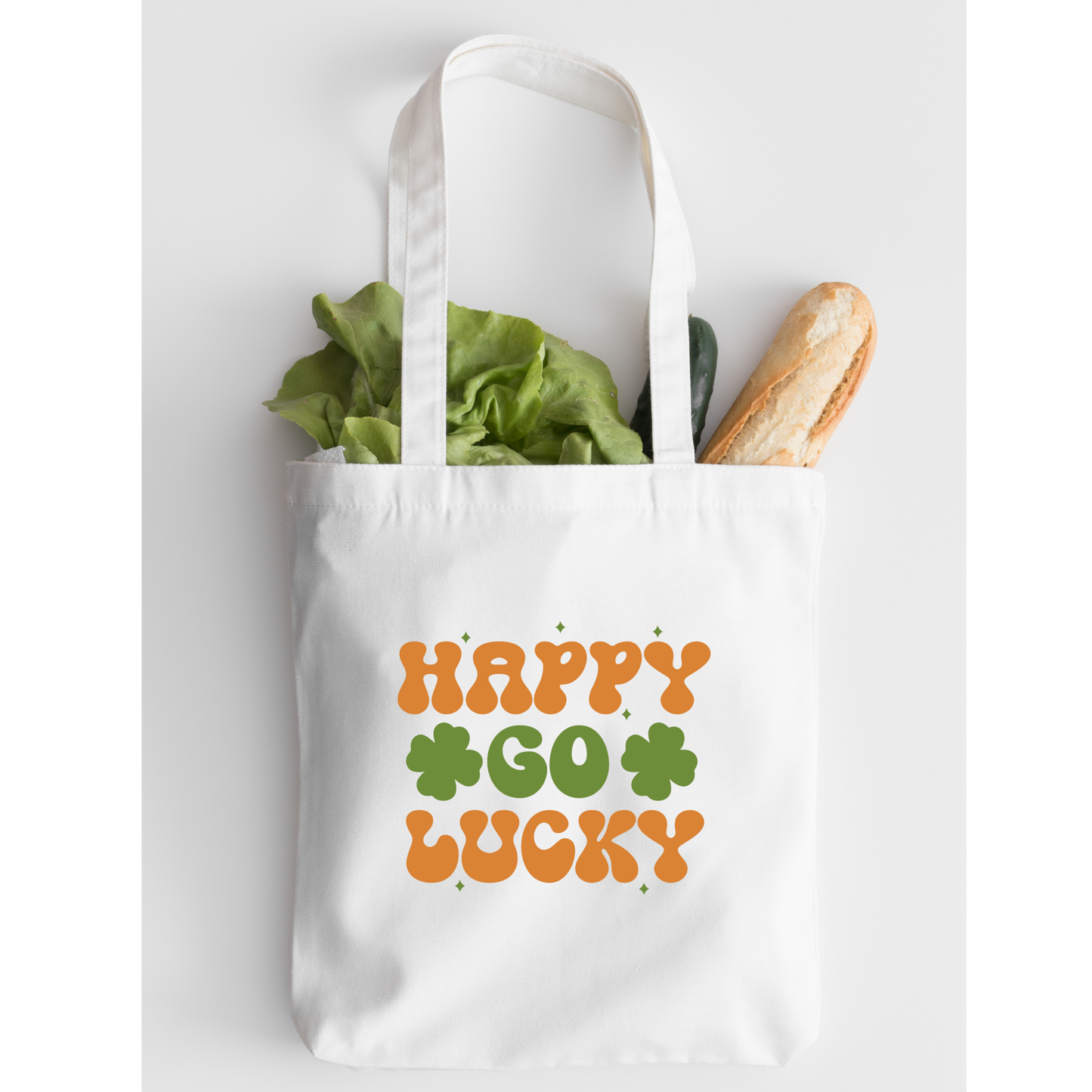 Happy Go Lucky Tote Bag, Reusable Tote Bag, St Patricks Day Tote Bag