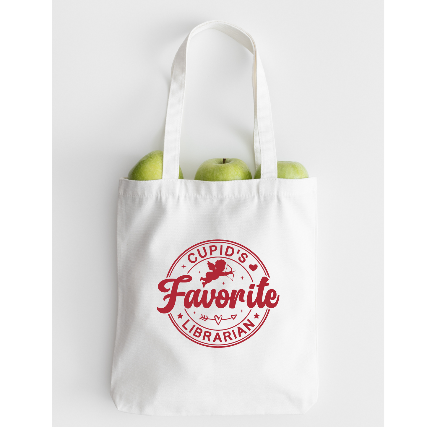 Cupids Favorite Librarian Tote Bag, Reusable Tote Bag, Valentines Day Tote Bag