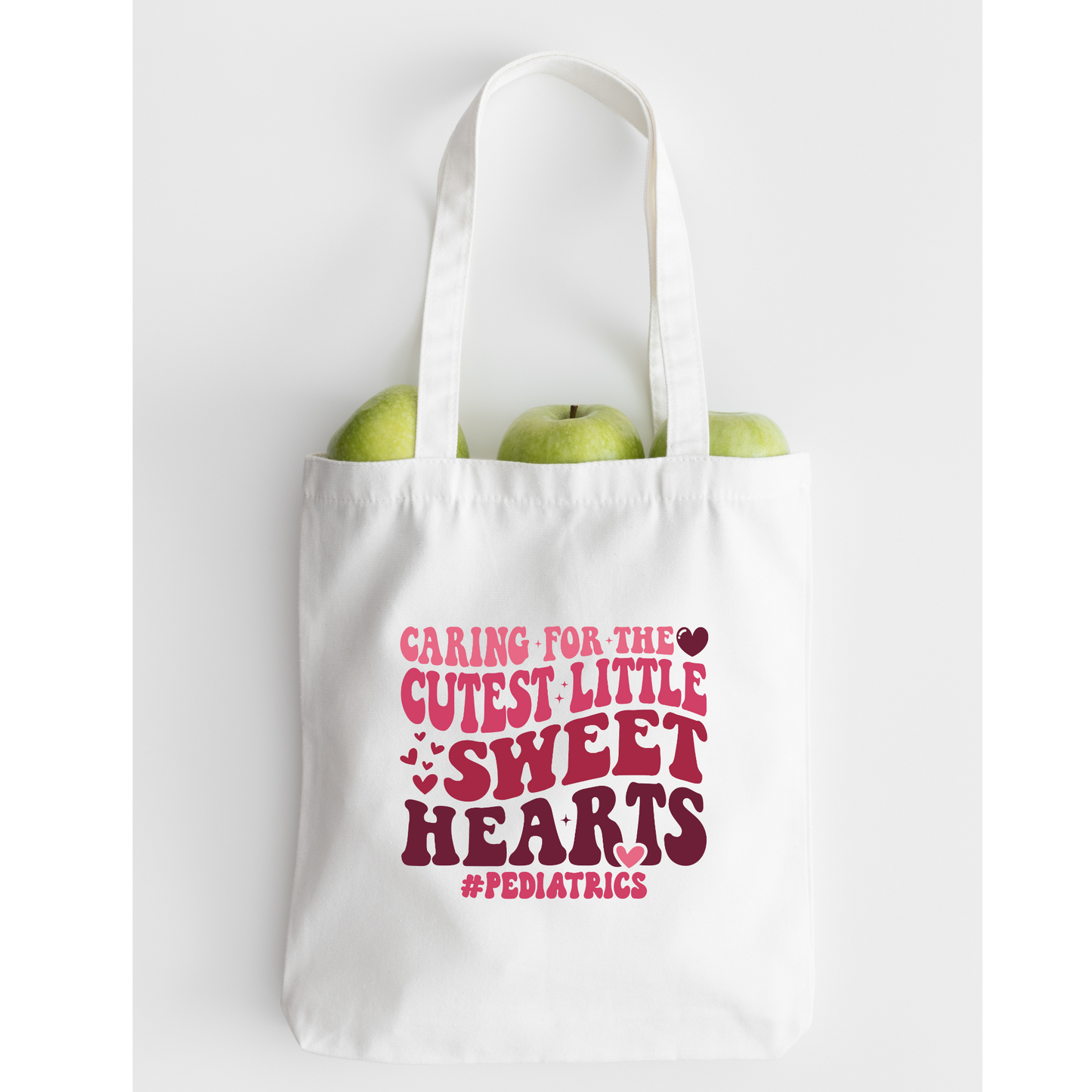 Caring For The Cutest Little Sweethearts Tote Bag, Reusable Tote Bag, Valentines Day Tote Bag