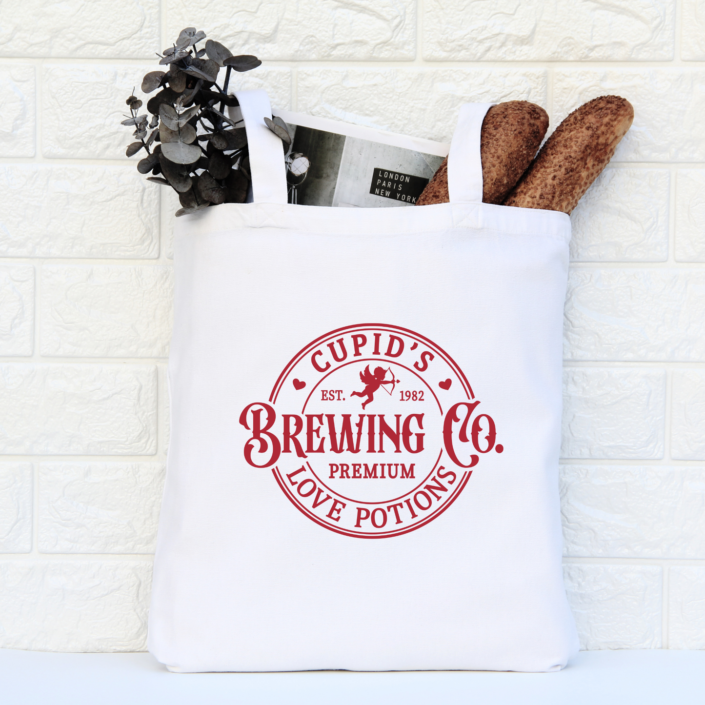 Cupids Brewing Co Tote Bag, Reusable Tote Bag, Valentines Day Tote Bag