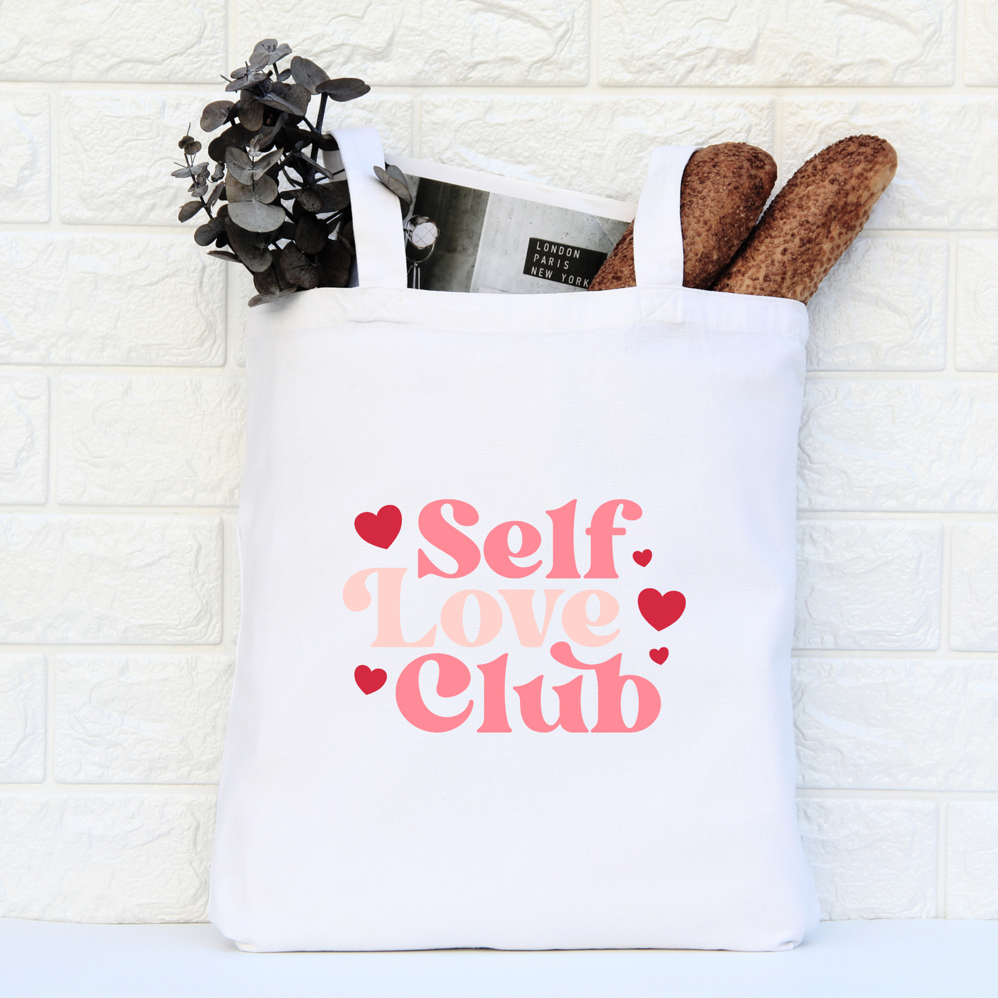 Self Love Club Tote Bag, Reusable Tote Bag, Valentines Day Tote Bag