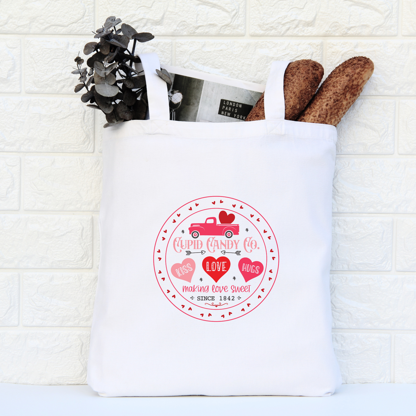 Cupid Candy Co Tote Bag, Reusable Tote Bag, Valentines Day Tote Bag