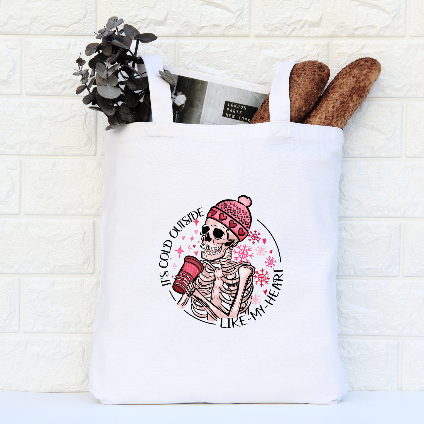 Its Cold Outside Like My Heart Tote Bag, Reusable Tote Bag, Valentines Day Tote Bag