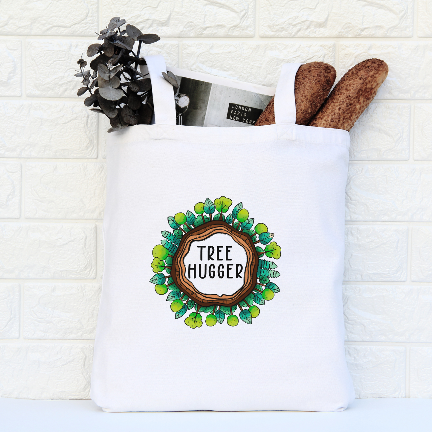 Tree Hugger Tote Bag, Reusable Canvas Tote, Forest Tote Bag, Environmental Tote bag