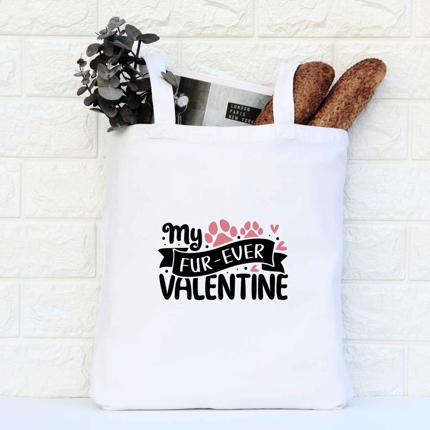 My Fur Ever Valentine Tote Bag, Reusable Tote Bag, Valentines Day Tote Bag