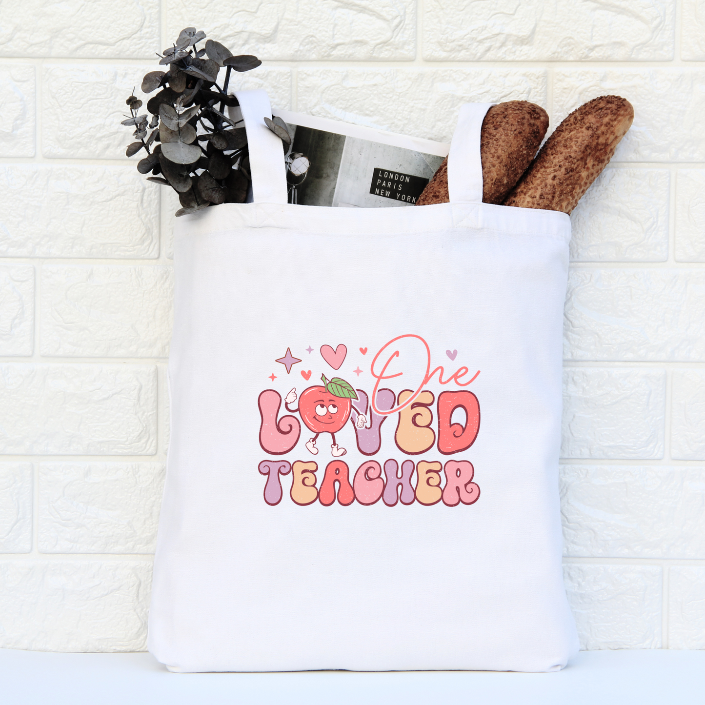 One Loved Teacher Tote Bag, Reusable Tote Bag, Valentines Day Tote Bag