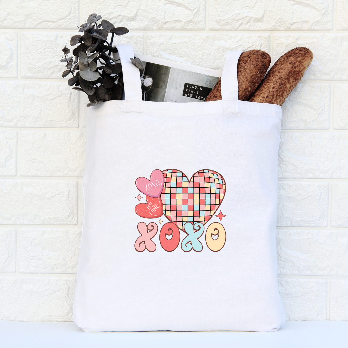 XOXO Heart Tote Bag, Reusable Tote Bag, Valentines Day Tote Bag
