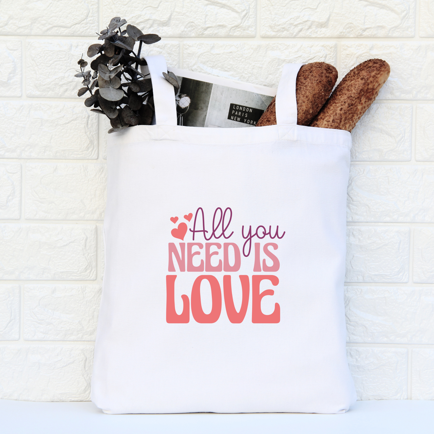 All You Need Is Love Tote Bag, Reusable Tote Bag, Valentines Day Tote Bag