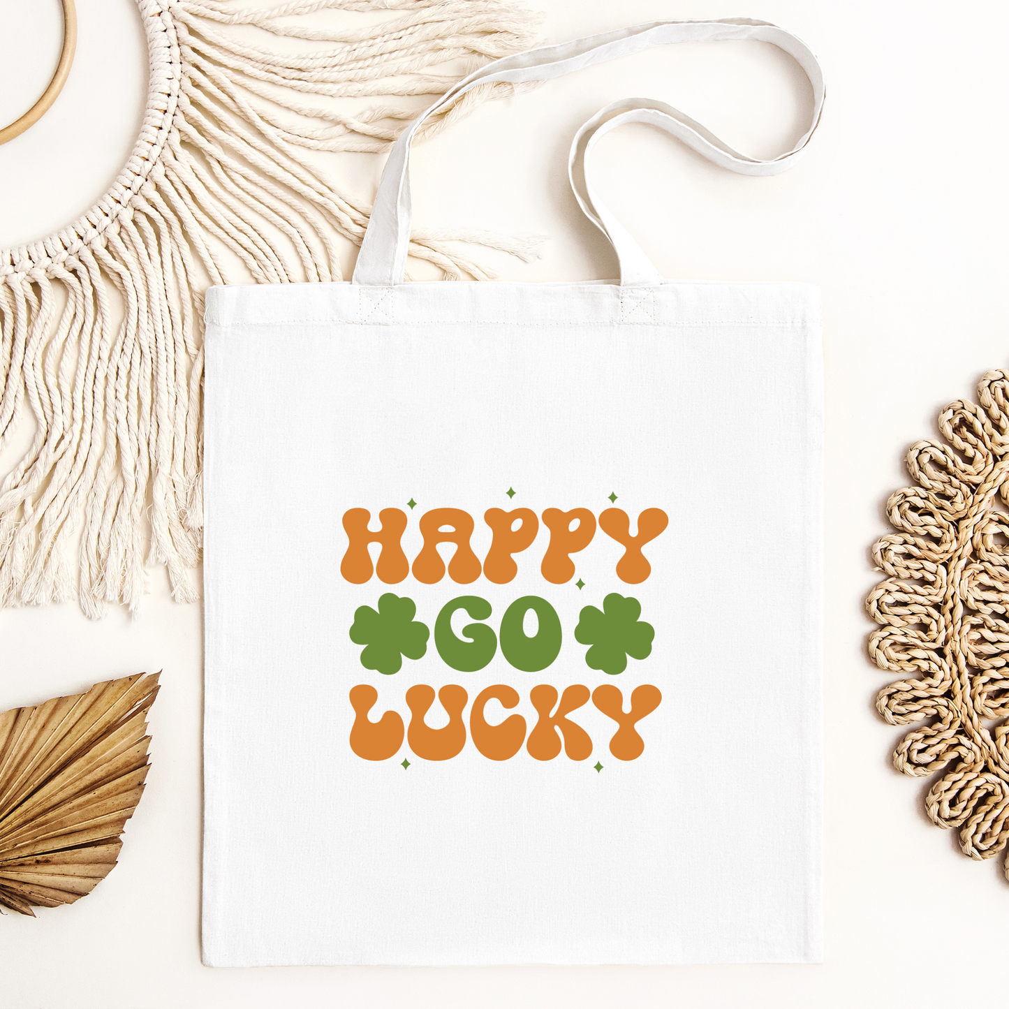 Happy Go Lucky Tote Bag, Reusable Tote Bag, St Patricks Day Tote Bag
