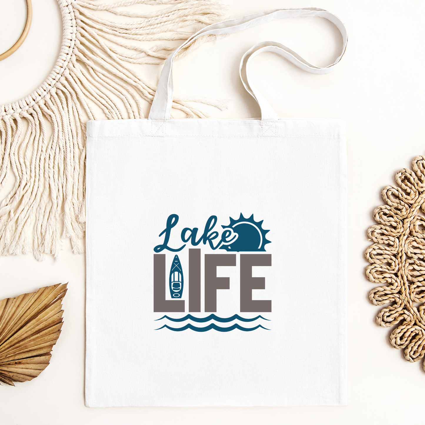 Lake Life Tote Bag, Reusable Canvas Tote