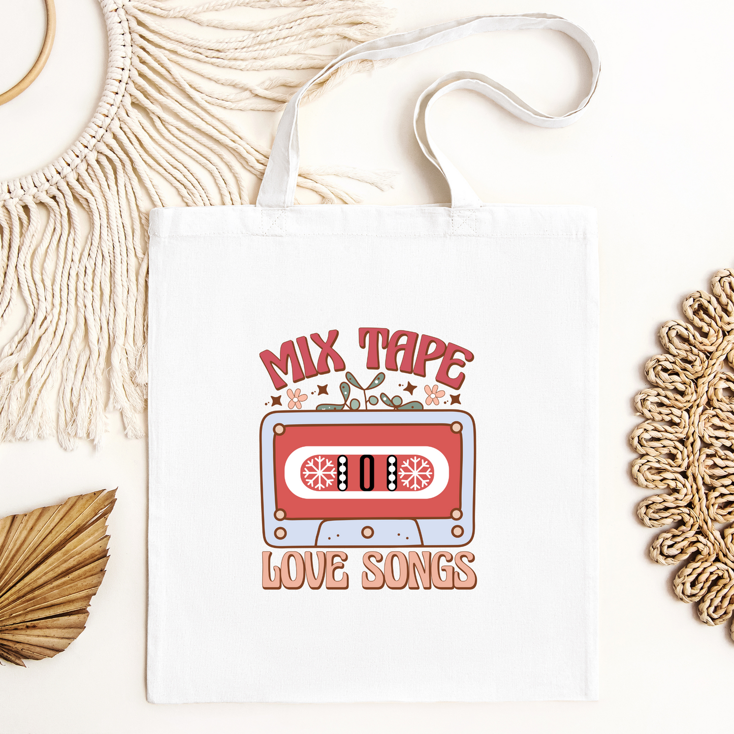 Mix Tape Love Songs Tote Bag, Reusable Tote Bag, Valentines Day Tote Bag