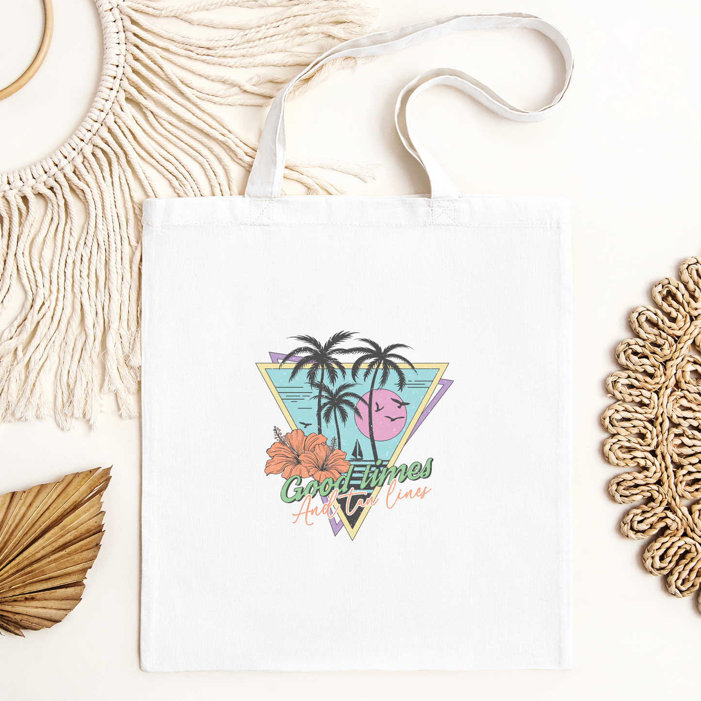Good Times And Tan Lines Tote Bag, Reusable Canvas Tote