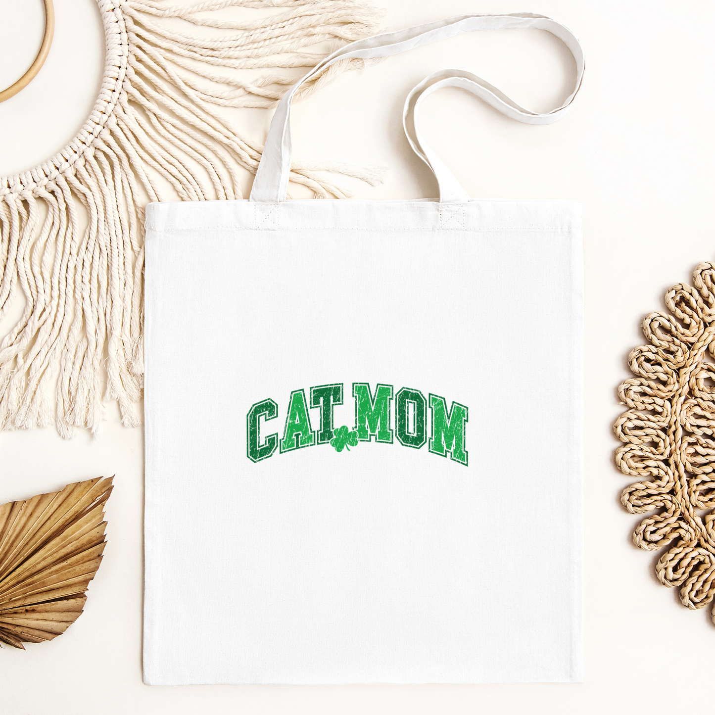 Cat Mom Tote Bag, Reusable Tote Bag, St Patricks Day Tote Bag