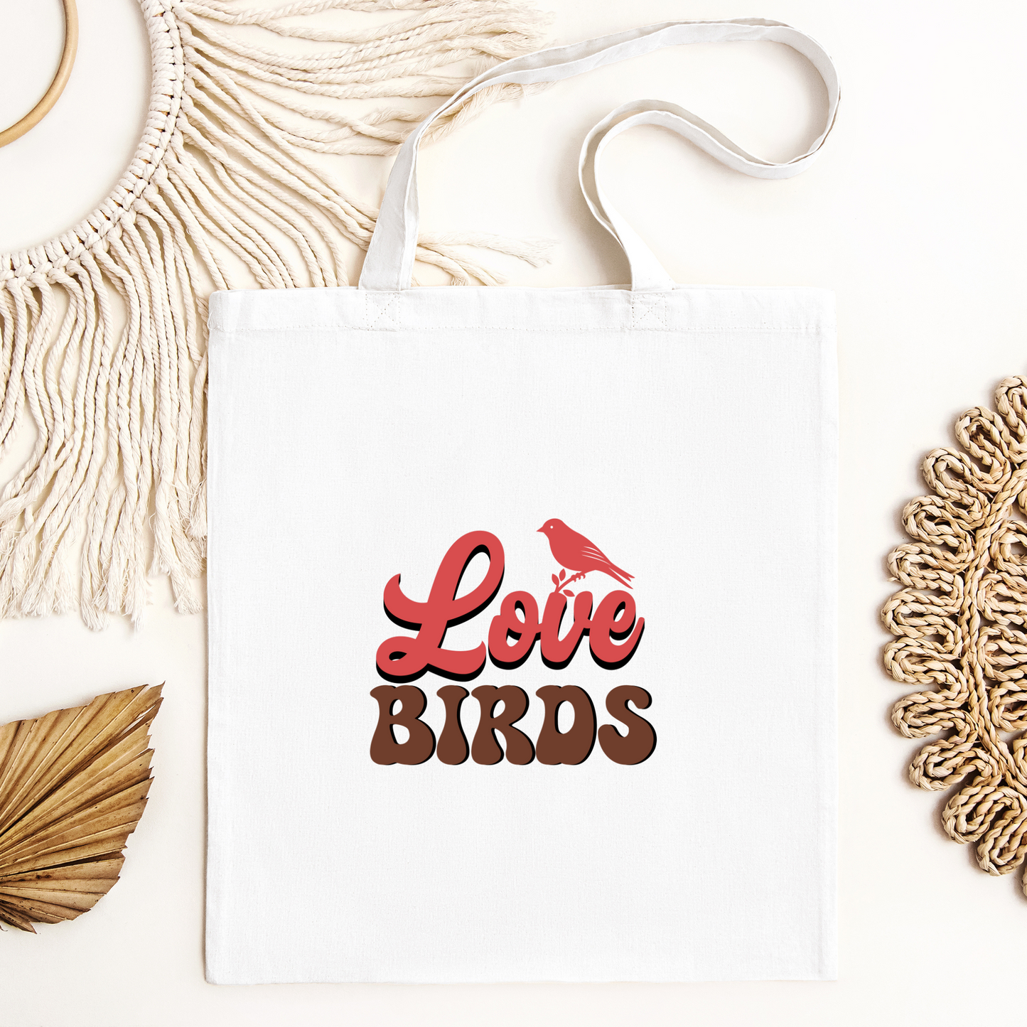 Love Birds Tote Bag, Reusable Tote Bag, Valentines Day Tote Bag